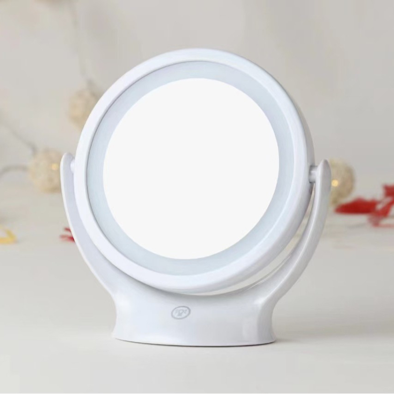 Okos állítható LED smink tükör, 360°-os forgású, dupla oldalú asztali tükör