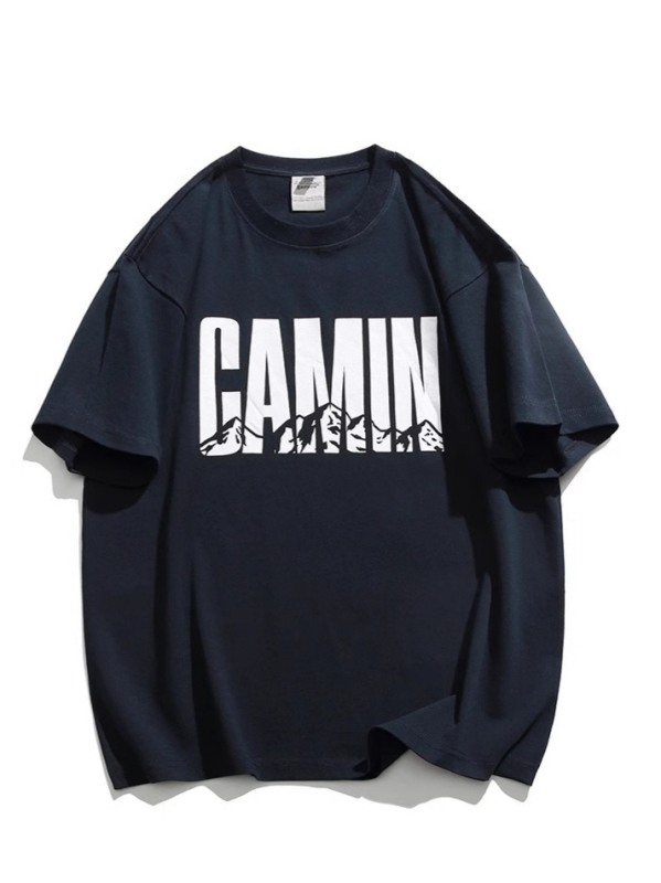 Težak pamučni muški T-shirt s kratkim rukavima, ljetna kolekcija 2025, jednostavan natpis s literama, svestran casual komad