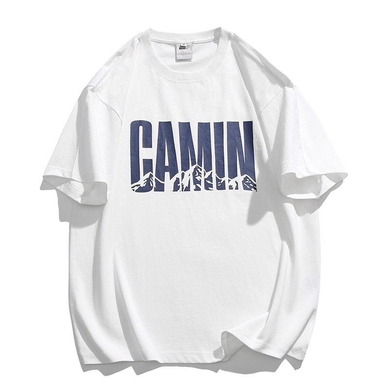 Težak pamučni muški T-shirt s kratkim rukavima, ljetna kolekcija 2025, jednostavan natpis s literama, svestran casual komad