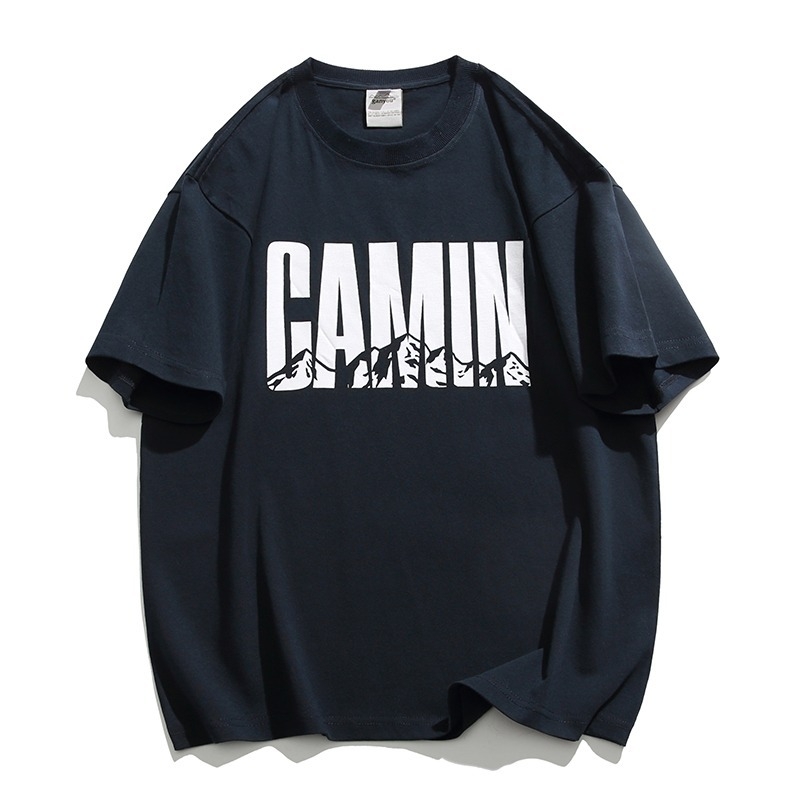 Težak pamučni muški T-shirt s kratkim rukavima, ljetna kolekcija 2025, jednostavan natpis s literama, svestran casual komad