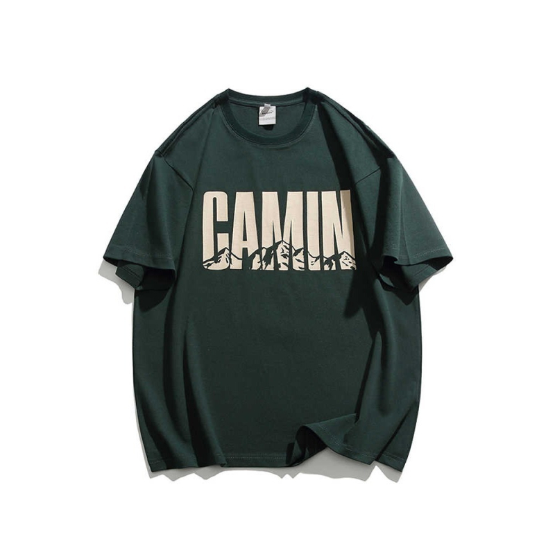 Težak pamučni muški T-shirt s kratkim rukavima, ljetna kolekcija 2025, jednostavan natpis s literama, svestran casual komad