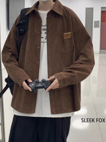 Corduroy hosszú ujjú ing – uniszex, laza szabású, őszi-téli retro hétköznapi felső