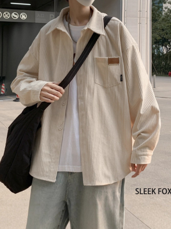 Corduroy hosszú ujjú ing – uniszex, laza szabású, őszi-téli retro hétköznapi felső