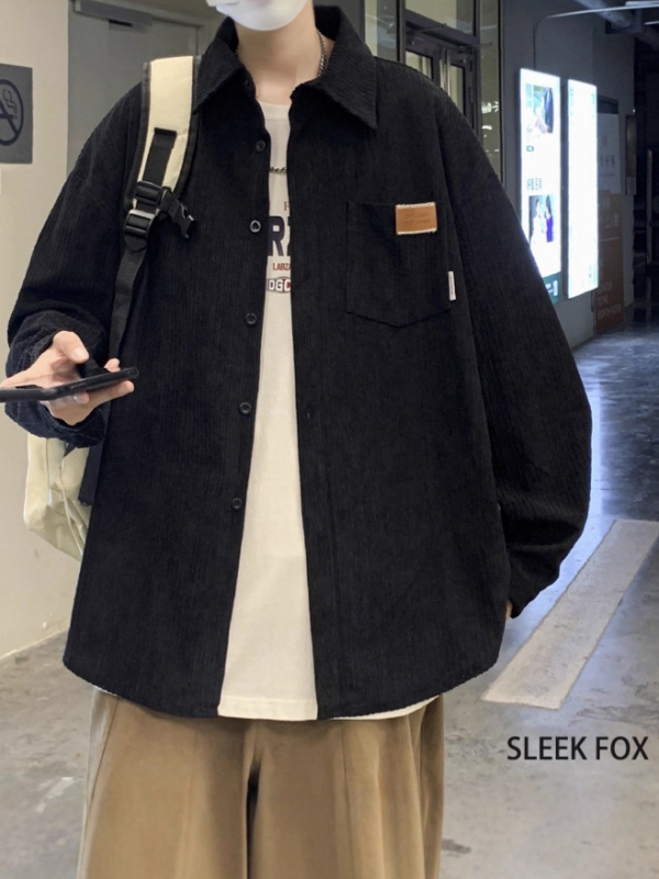 Corduroy hosszú ujjú ing – uniszex, laza szabású, őszi-téli retro hétköznapi felső