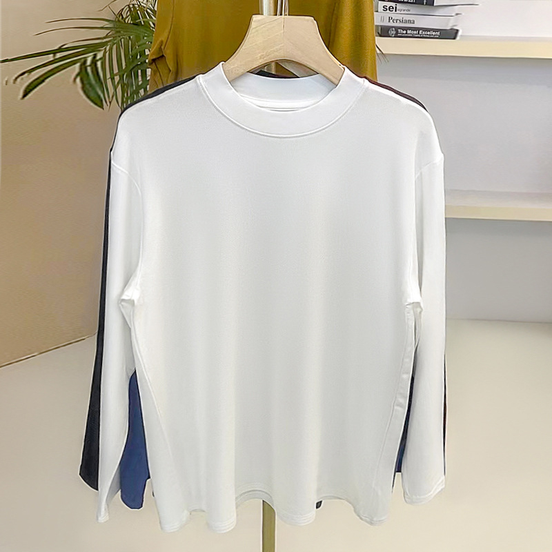2025 Muško žebrovas T‑shirt s dugim rukavima i srednjim izrezom – slim fit, casual
