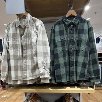 Unisex košulja od bambus-pamučnog materijala s kariranim uzorkom, dugi rukavi, opušten kroj, jesen-zima, 462389 462388