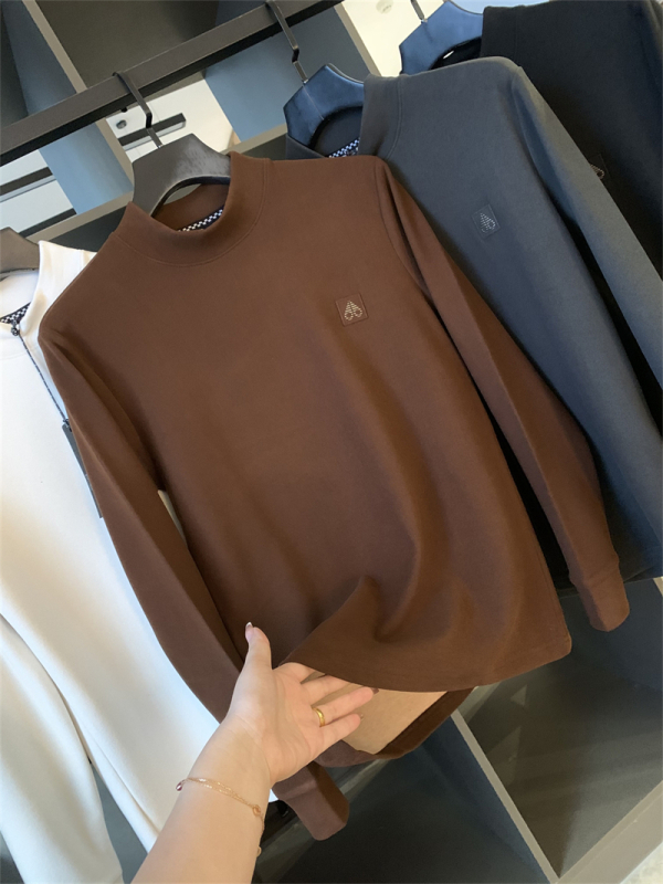 Férfi hosszú ujjú T‑shirt juhkasmír és mulberry selyem keverékéből, 2025 rostokkal, tavasz-őszi, kényelmes alapréteg