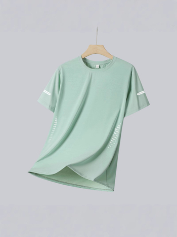 Muška ljetna majica od ice-silk tkanine, lagana mrežasta tkanina, kratki rukav, okrugli izrez, brzo suši, opuštena kroj