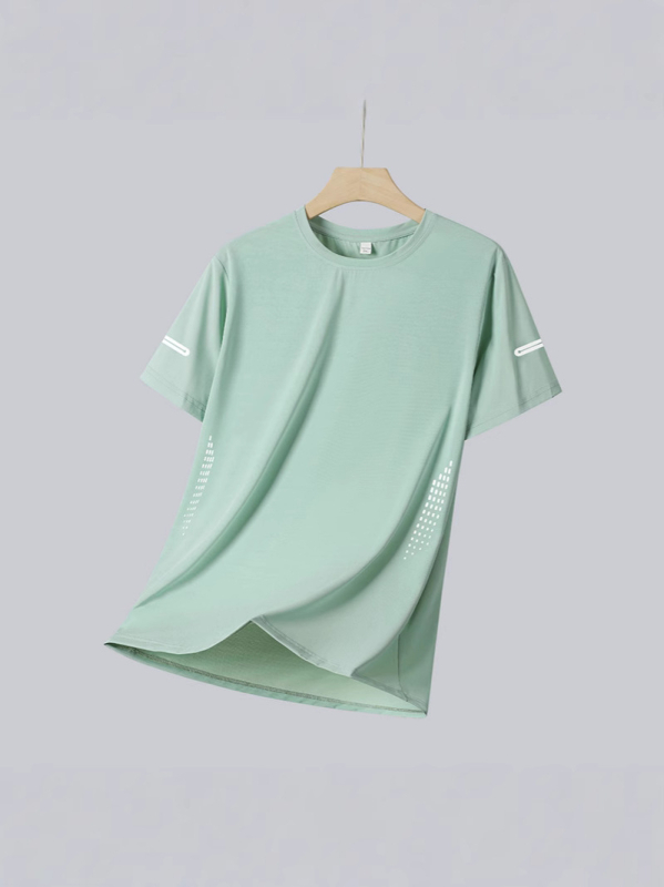 Muška ljetna majica od ice-silk tkanine, lagana mrežasta tkanina, kratki rukav, okrugli izrez, brzo suši, opuštena kroj