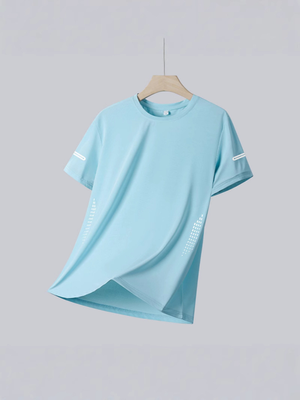 Muška ljetna majica od ice-silk tkanine, lagana mrežasta tkanina, kratki rukav, okrugli izrez, brzo suši, opuštena kroj