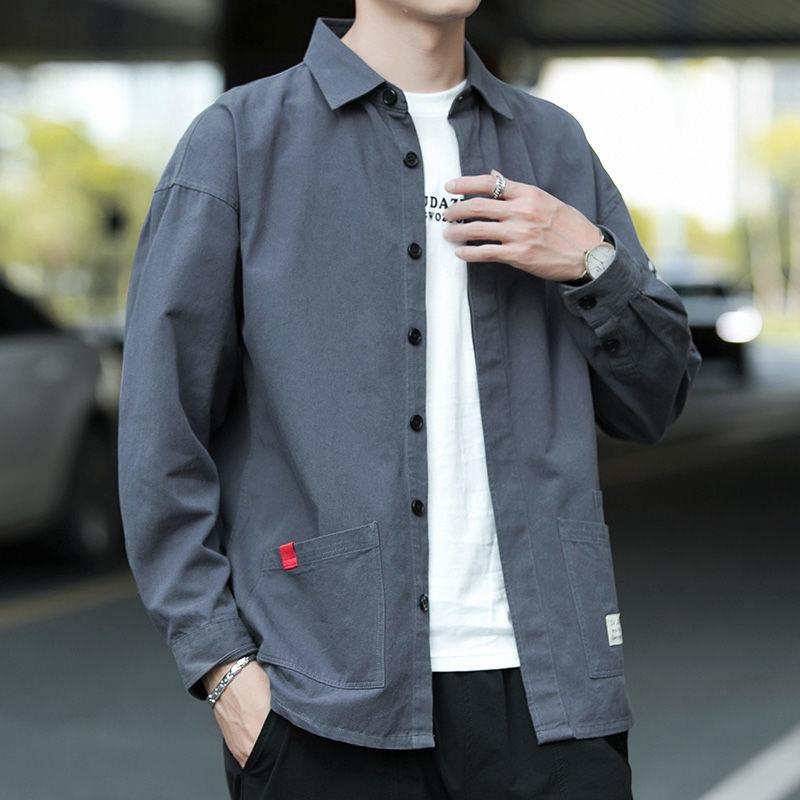 Őszi férfi munkásdzseki, laza szabású, egyszínű