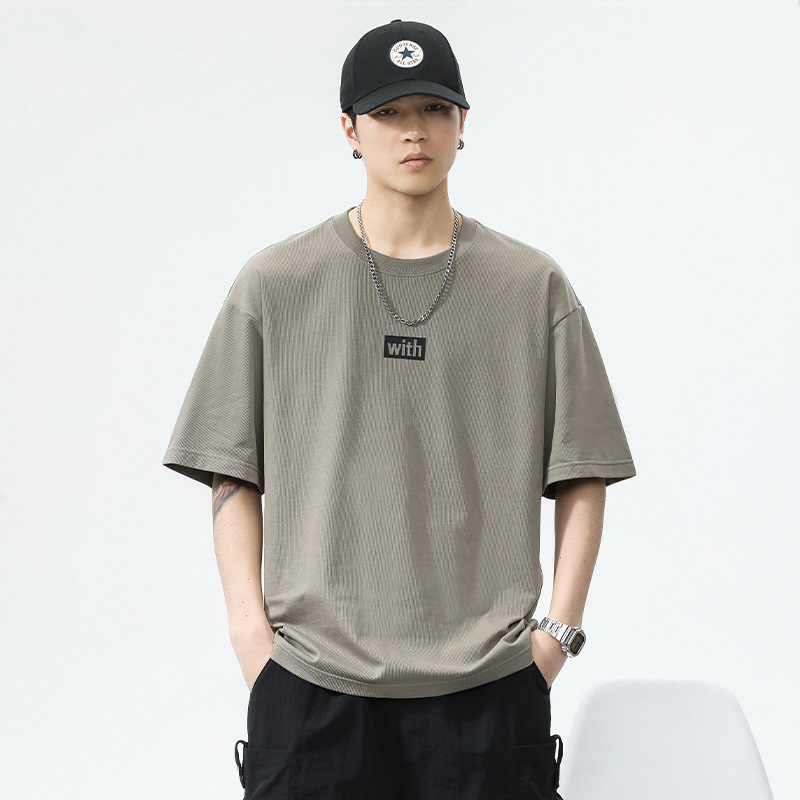 Premium muška ljetna majica kratkih rukava s okruglim izrezom, ležernog kroja, osnovni sloj, američki streetwear stil