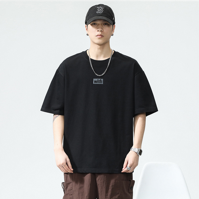 Premium muška ljetna majica kratkih rukava s okruglim izrezom, ležernog kroja, osnovni sloj, američki streetwear stil