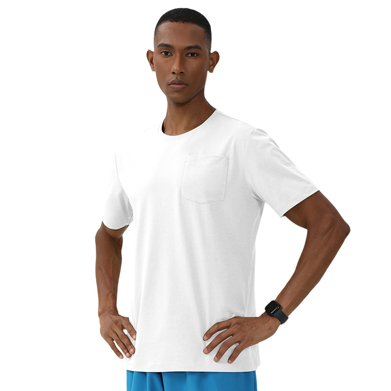 Tricou bărbați cu mânecă scurtă, guler rotund, uscat rapid, antibacterian, respirabil, protecție solară, pentru alergare și antrenament