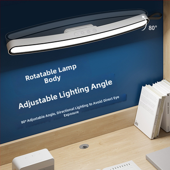 Rozšírená zakrivená LED stolná lampa s nastaviteľnou intenzitou, ochranou očí, pre študentov, internát a spálňové zrkadlo