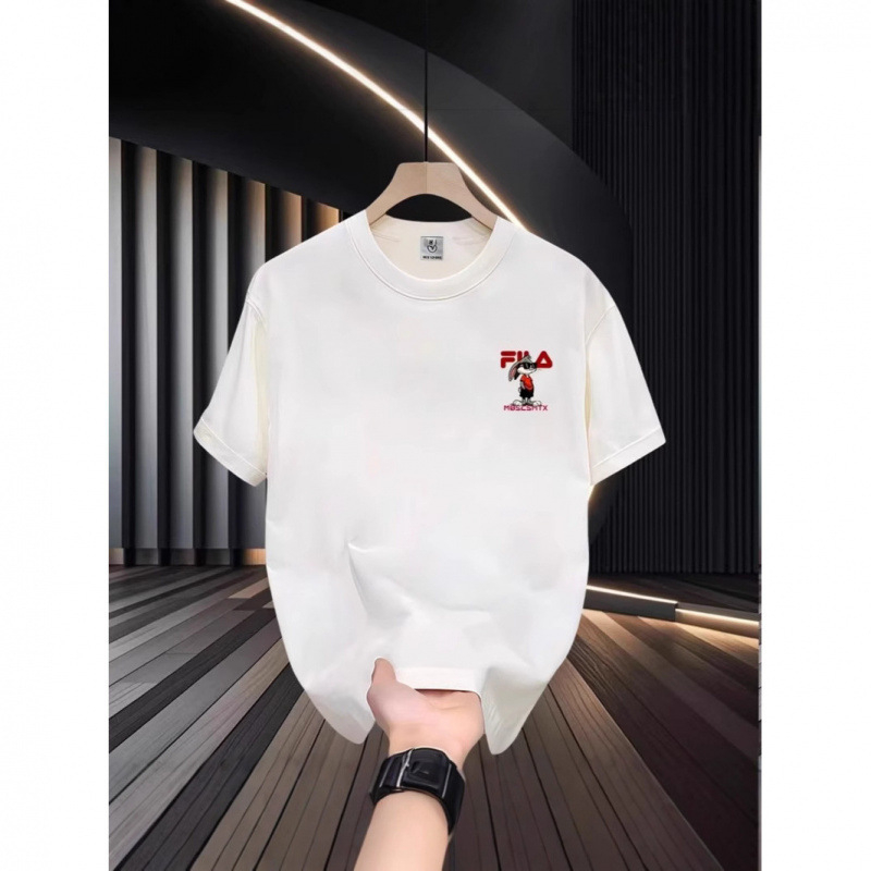 Amerikai stílusú férfi pamut rövid ujjú póló, nyár, lazább szabás, kerek nyakú