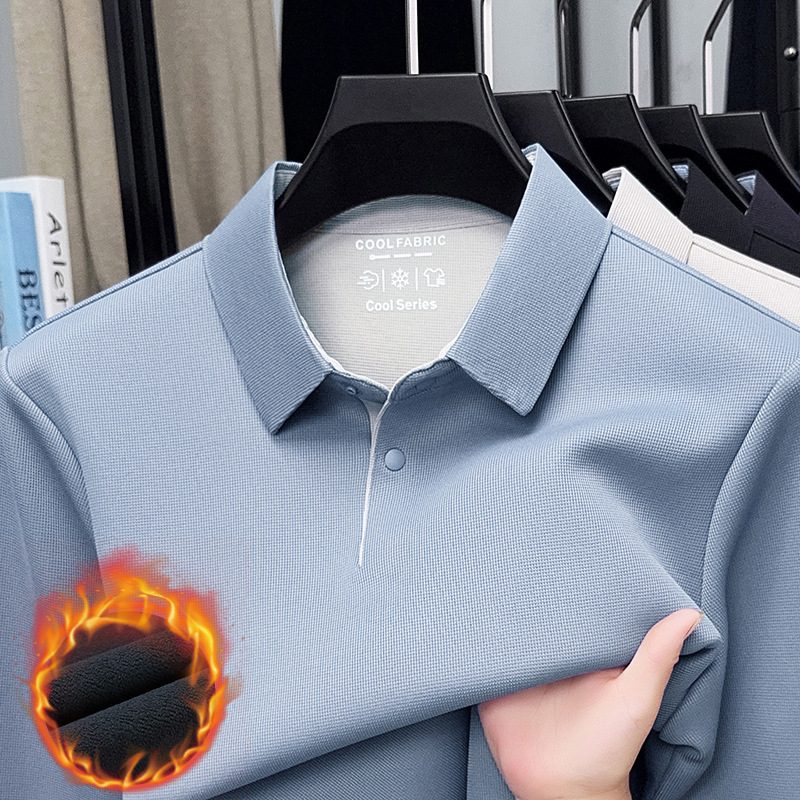 Fleece-béléssel ellátott férfiing, téli stílus, üzleti casual, vastag és meleg, hosszú ujjú