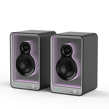 Boxă Bluetooth de birou, Hi‑Fi, iluminare RGB, design tip bibliotecă, 4 difuzoare