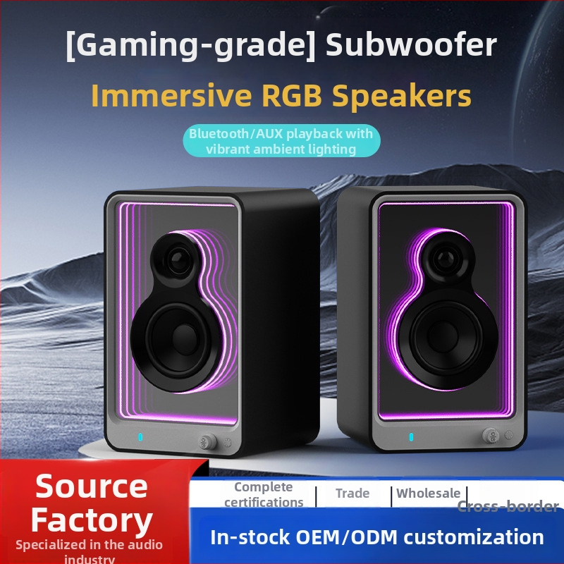 Hi‑Fi stolný Bluetooth reproduktor s RGB osvetlením, dizajn štýlu knižnice, 4 reproduktory