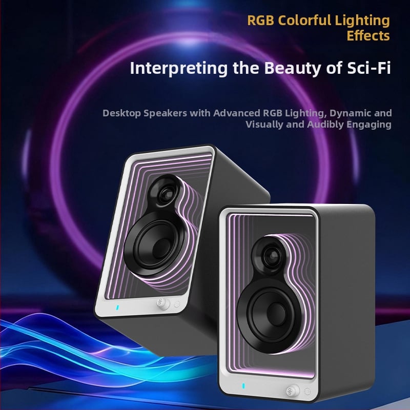 Hi‑Fi stolný Bluetooth reproduktor s RGB osvetlením, dizajn štýlu knižnice, 4 reproduktory