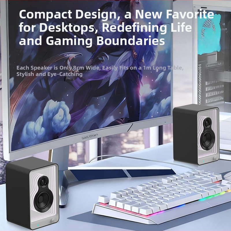 Hi‑Fi stolný Bluetooth reproduktor s RGB osvetlením, dizajn štýlu knižnice, 4 reproduktory