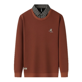 Leopard King Dos Muški dugi rukav gornji dio s lažno dvostrukim slojem, flis podstava, ovratnik košulje – jesen-zima