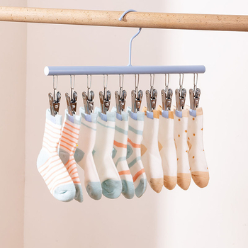 Стилен стоманен сушилник за дрехи с 10 щипки, многофункционален домашен държач за чорапи