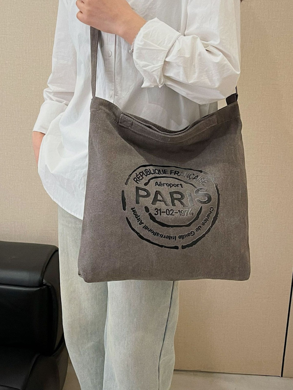 Ženska platnena torba za ruku, jesenski trend, torba s korejskim znakovima, casual torba velikog kapaciteta za svakodnevnu upotrebu