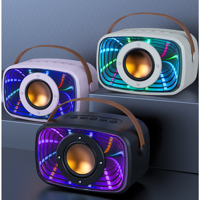 Difuzor Bluetooth W20 Retro cu oglindă abisală, iluminare ambientală și design suspendat, pentru casă și exterior, portabil
