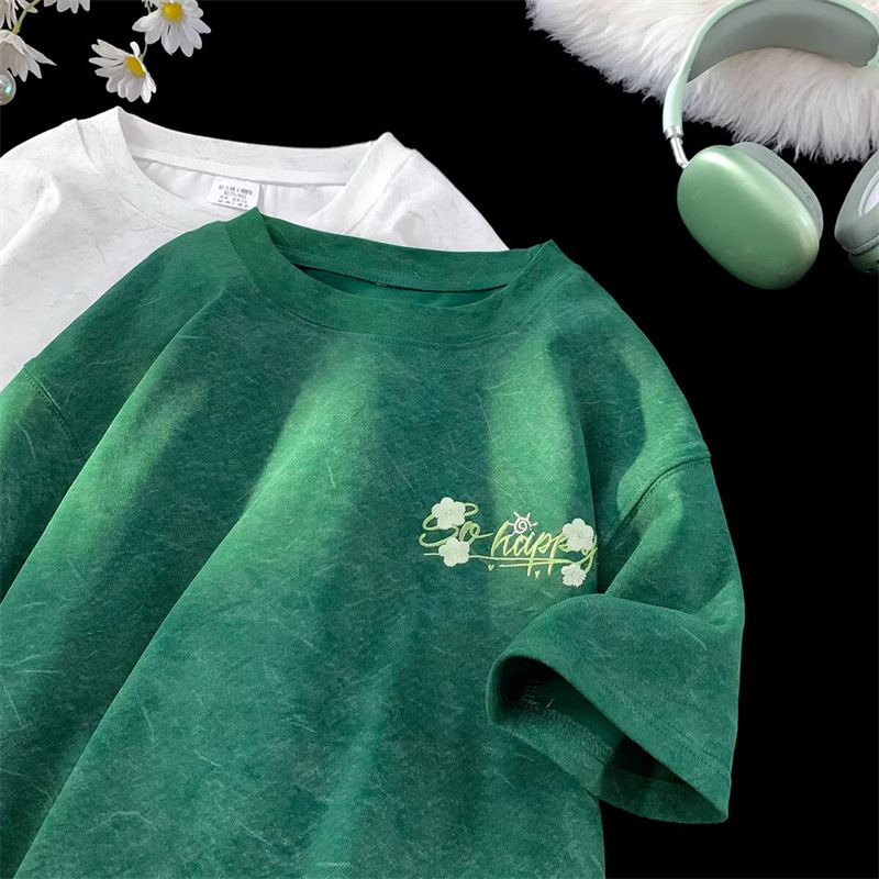 Ukrašeni T-shirt s kratkim rukavima od Ice-Silk za muškarce, ljeto 2025, ležeran američki kroj