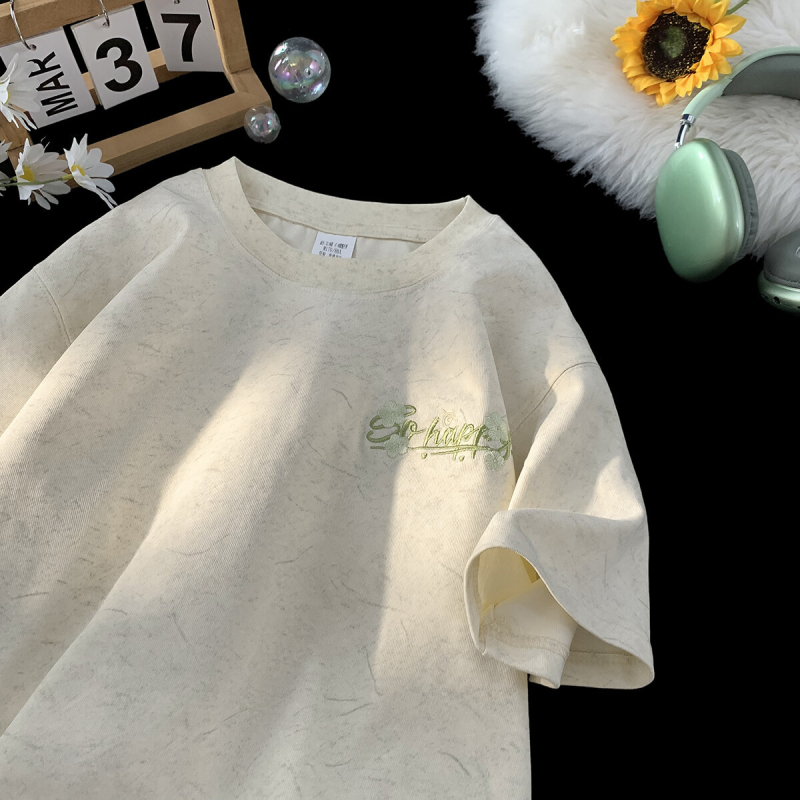 Ukrašeni T-shirt s kratkim rukavima od Ice-Silk za muškarce, ljeto 2025, ležeran američki kroj