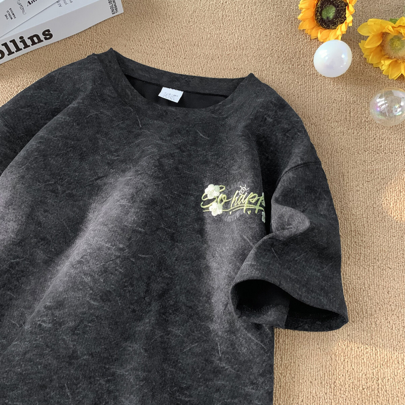Ukrašeni T-shirt s kratkim rukavima od Ice-Silk za muškarce, ljeto 2025, ležeran američki kroj