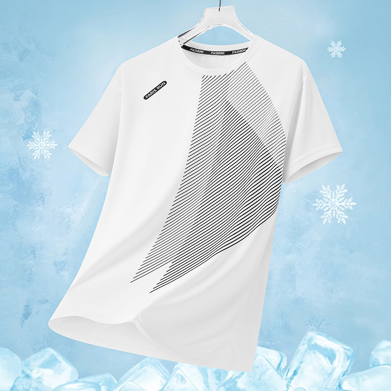 Nyári Ice Silk rövid ujjú póló hálós mintával, lazább szabású, férfiaknak