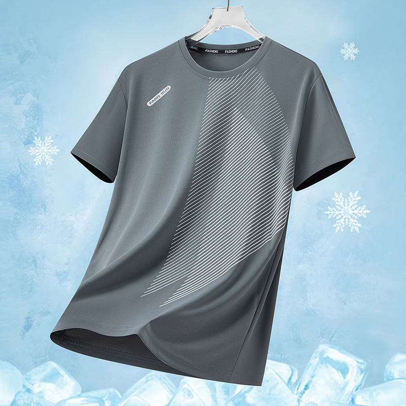 Nyári Ice Silk rövid ujjú póló hálós mintával, lazább szabású, férfiaknak