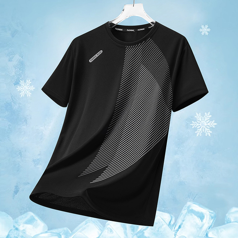 Nyári Ice Silk rövid ujjú póló hálós mintával, lazább szabású, férfiaknak