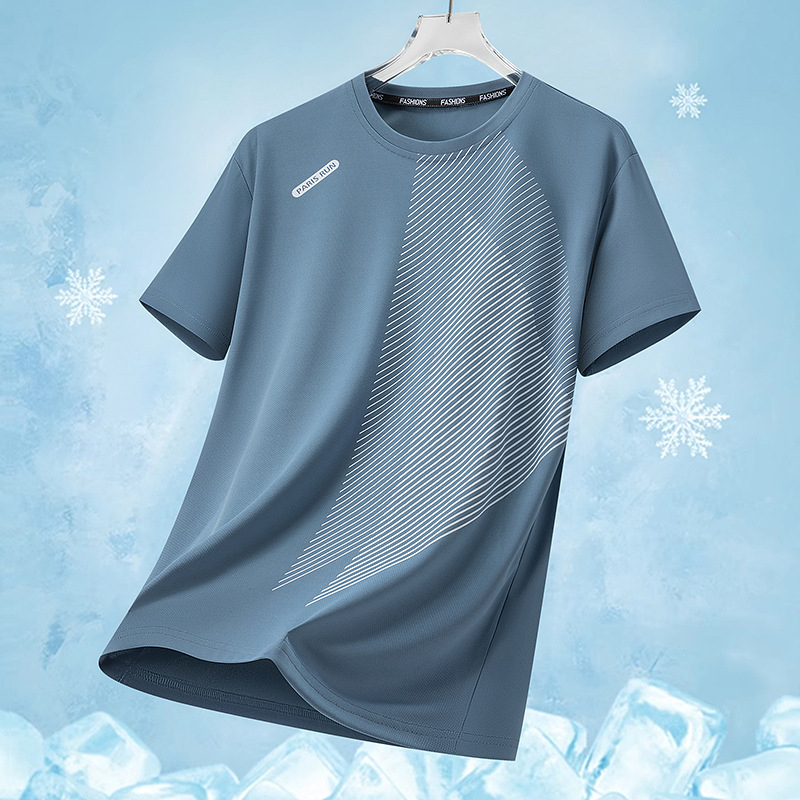 Nyári Ice Silk rövid ujjú póló hálós mintával, lazább szabású, férfiaknak