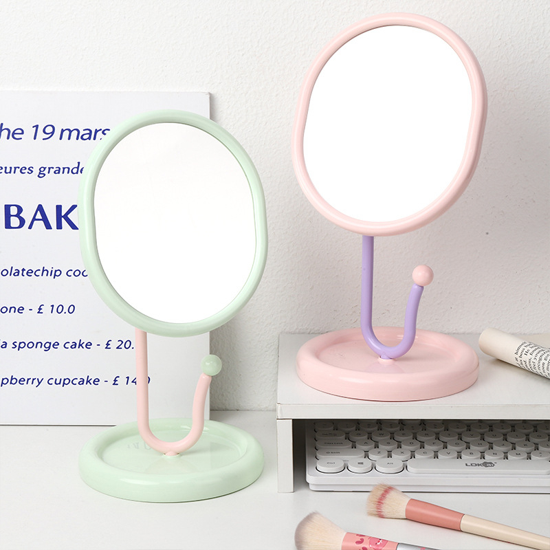 Instagram-stílusú asztali sminktükör állítható szögben, tárolópolccal, hercegnő motívummal, lányoknak kollégiumba