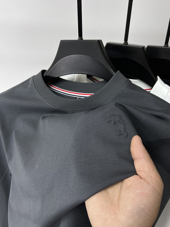 Férfi hosszú ujjú egyszínű T-shirt kerek nyakkal, Ice Silk alapréteg, magas minőség, 2024 tavasz–ősz