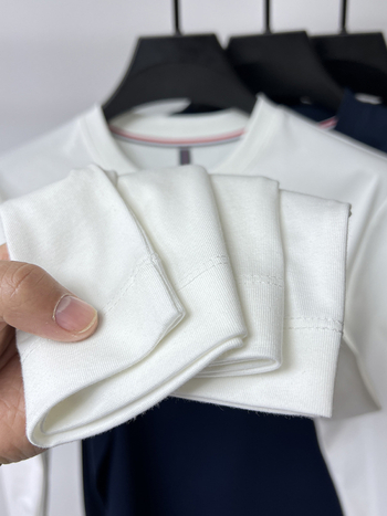 Férfi hosszú ujjú egyszínű T-shirt kerek nyakkal, Ice Silk alapréteg, magas minőség, 2024 tavasz–ősz