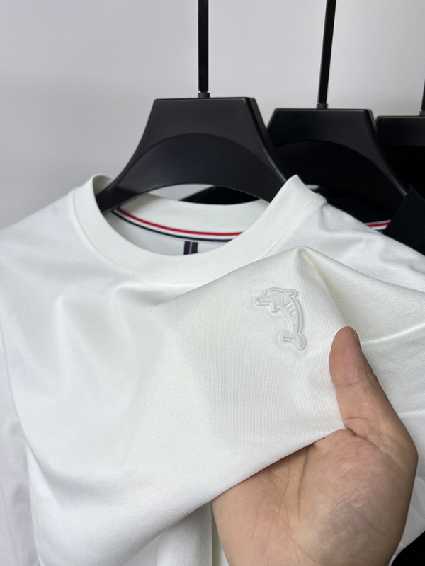 Férfi hosszú ujjú egyszínű T-shirt kerek nyakkal, Ice Silk alapréteg, magas minőség, 2024 tavasz–ősz