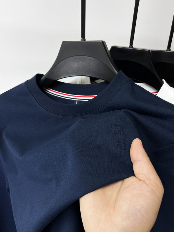 Férfi hosszú ujjú egyszínű T-shirt kerek nyakkal, Ice Silk alapréteg, magas minőség, 2024 tavasz–ősz