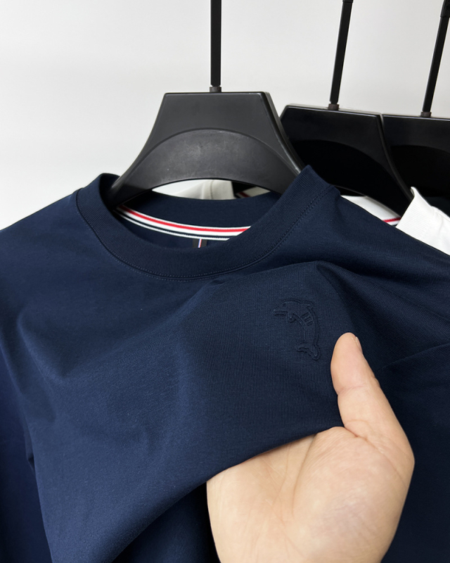 Férfi hosszú ujjú egyszínű T-shirt kerek nyakkal, Ice Silk alapréteg, magas minőség, 2024 tavasz–ősz