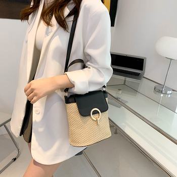 Ženska slamnata pletena torba, moderni model 2023., casual, minimalistička i svestrana, za rame i crossbody