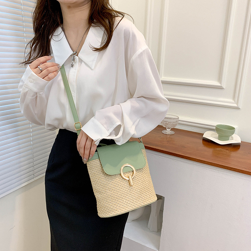 Ženska slamnata pletena torba, moderni model 2023., casual, minimalistička i svestrana, za rame i crossbody