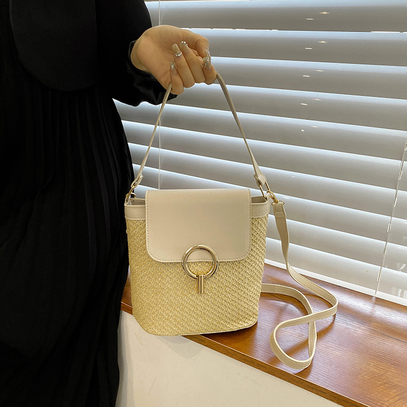 Ženska slamnata pletena torba, moderni model 2023., casual, minimalistička i svestrana, za rame i crossbody