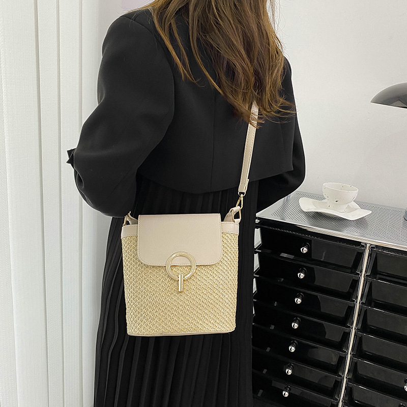 Ženska slamnata pletena torba, moderni model 2023., casual, minimalistička i svestrana, za rame i crossbody