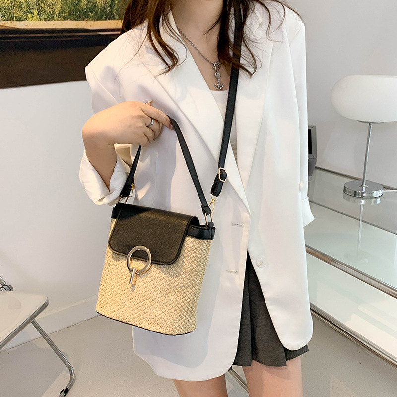 Ženska slamnata pletena torba, moderni model 2023., casual, minimalistička i svestrana, za rame i crossbody