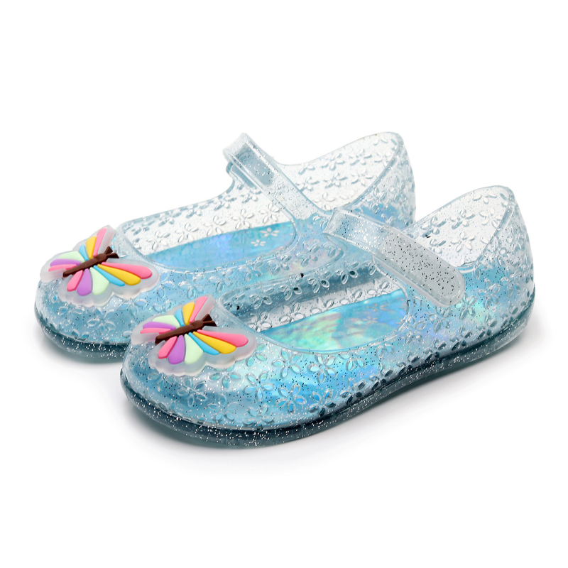 Proljetne PVC dječje jelly sandale sa štrasom, mekane potplata, zatvoren vrh, leptir-princesa dizajn za plažu