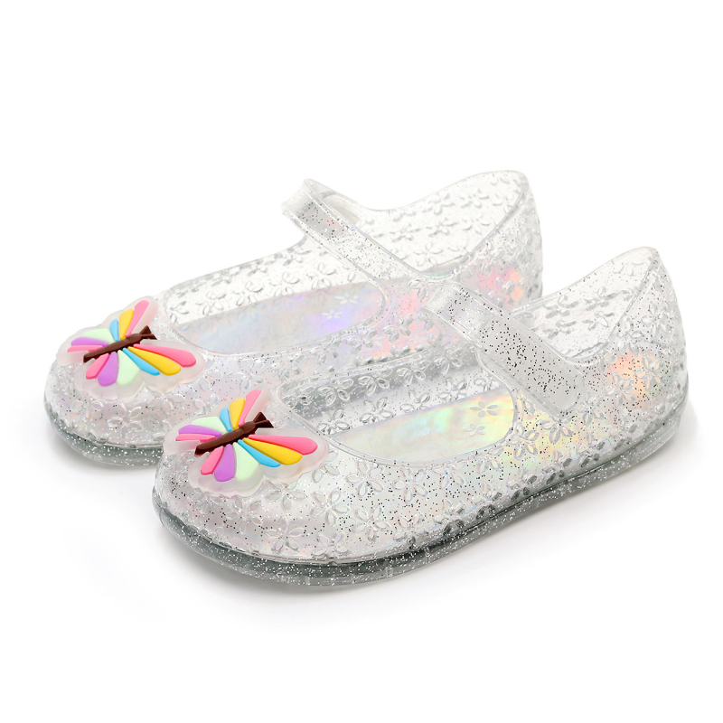 Proljetne PVC dječje jelly sandale sa štrasom, mekane potplata, zatvoren vrh, leptir-princesa dizajn za plažu