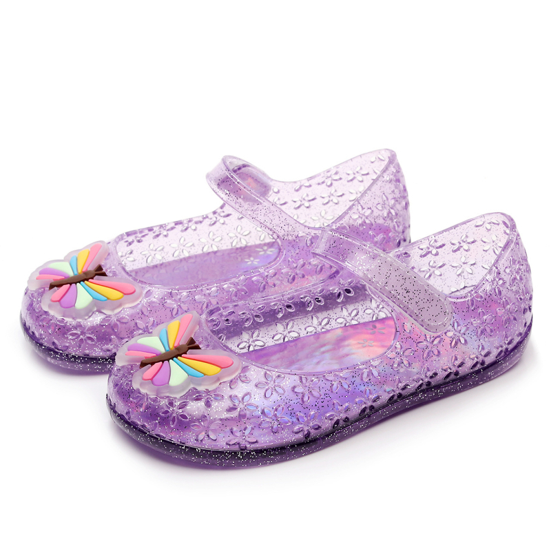 Proljetne PVC dječje jelly sandale sa štrasom, mekane potplata, zatvoren vrh, leptir-princesa dizajn za plažu
